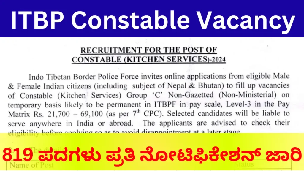 ITBP Constable Vacancy